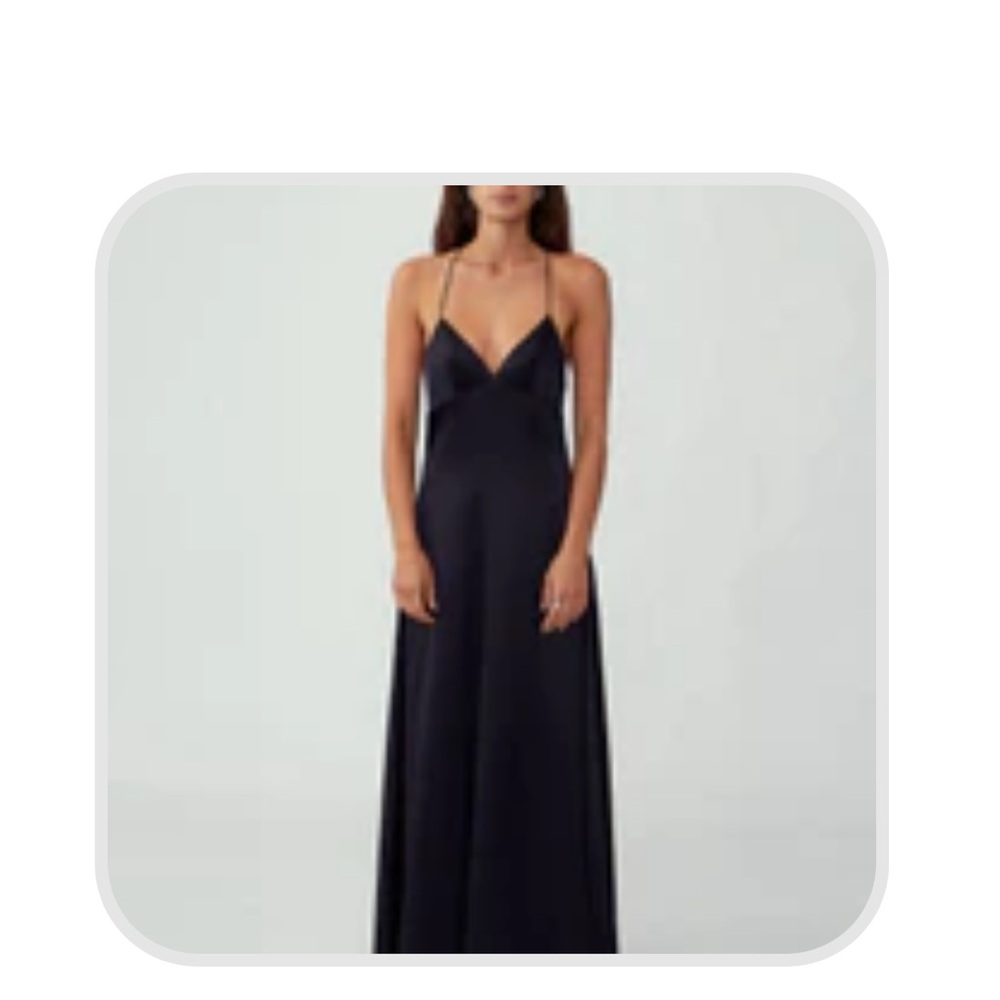 Fame and Partners Black Slip Maxi Dress for Weddings